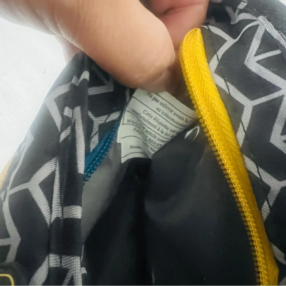 Lug Kids Organizer Pouch Black and Gray Geometric Chevron Pouch Yellow Zipper